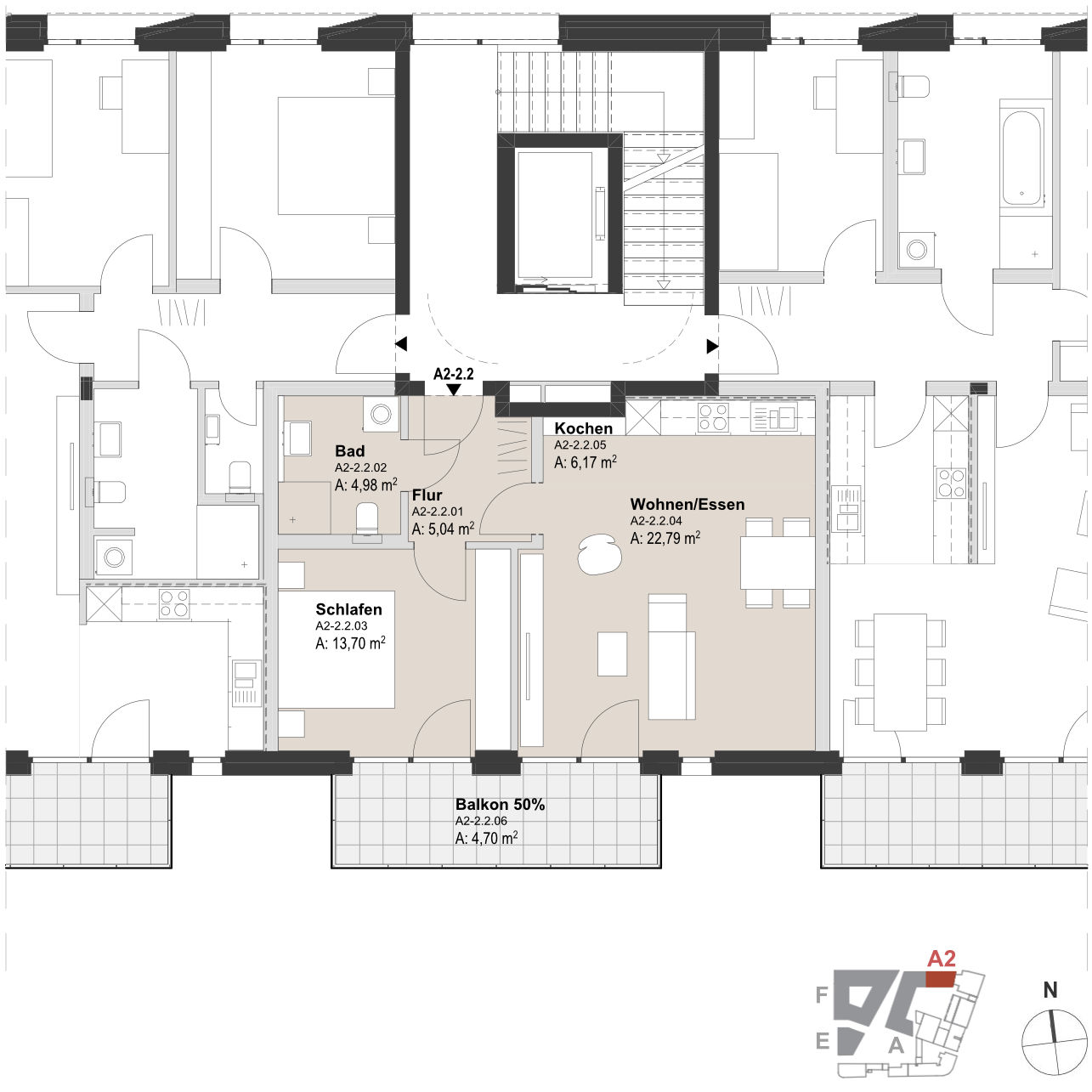 Grundriss Wohnen Block A2